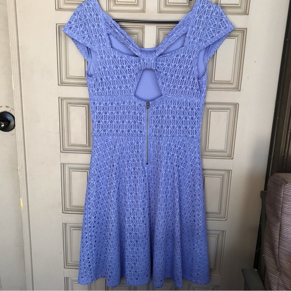 Xhileration Summer Dress Lavender Fit/Flare Cross Back SzM Over Lace Zipper - Picture 8 of 8